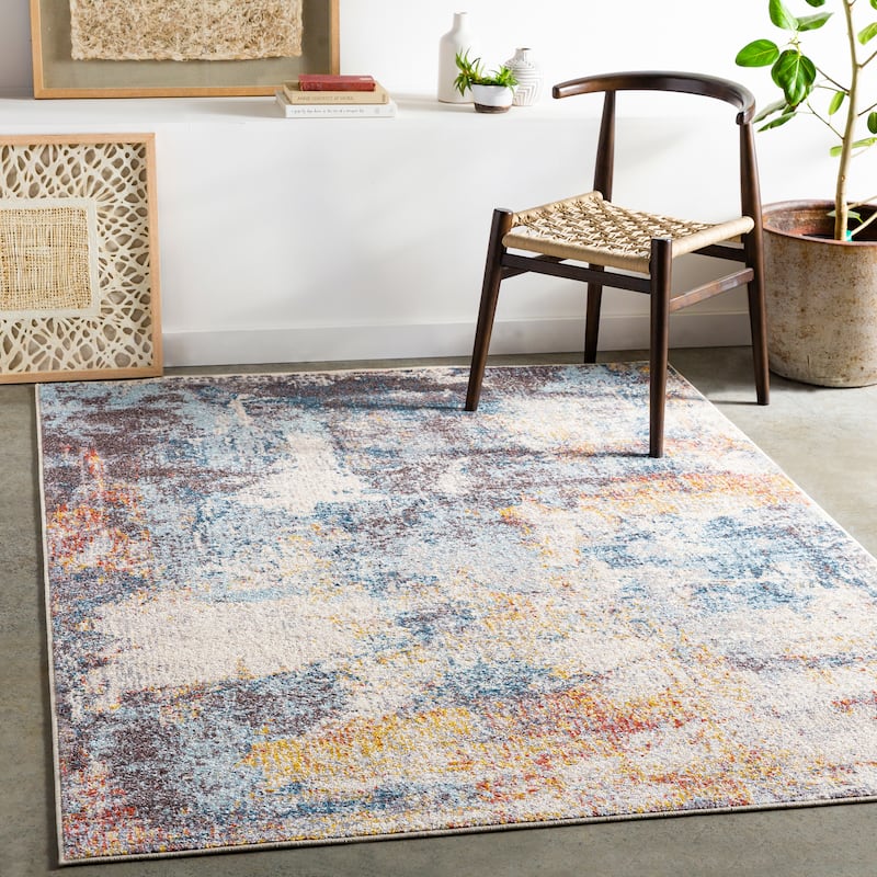 Livabliss Ronny Abstract Industrial Area Rug - 5' 2" x 7' - Blue/Grey