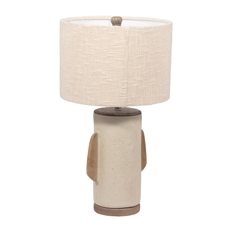 Sagebrook Home Neutral Textured 24" Unique Table Lamp, Ivory, Cylinder - 13" x 13" x 24"