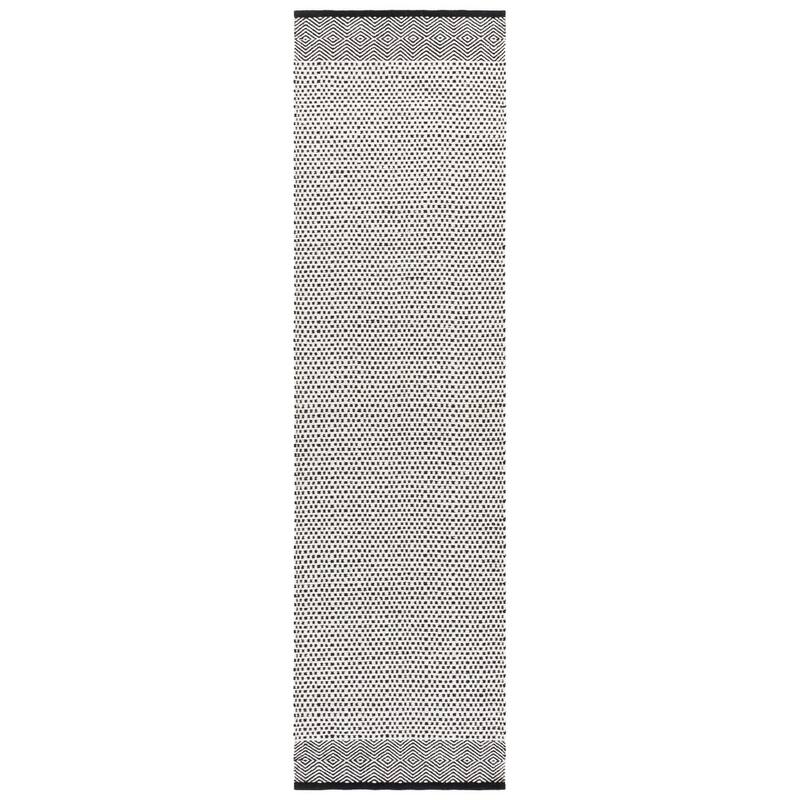SAFAVIEH Handmade Kilim Mairwen Cotton & Wool Rug - 2'3" x 9' Runner - Black/Ivory