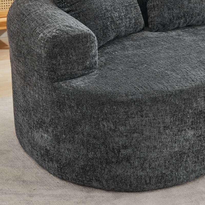 63.2" Modern Small Loveseat Sofa, Chenille Boneless Couch, Deep Seat Sofa with 3 Pillows