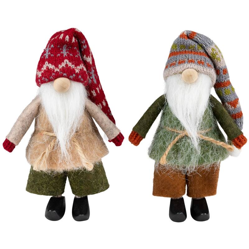 Standing Nordic Gnomes Christmas Decorations - 4.75" - Set of 2