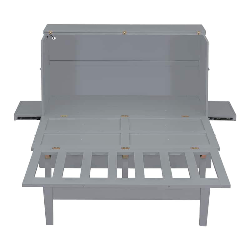 Queen Murphy Bed with USB and Shelves