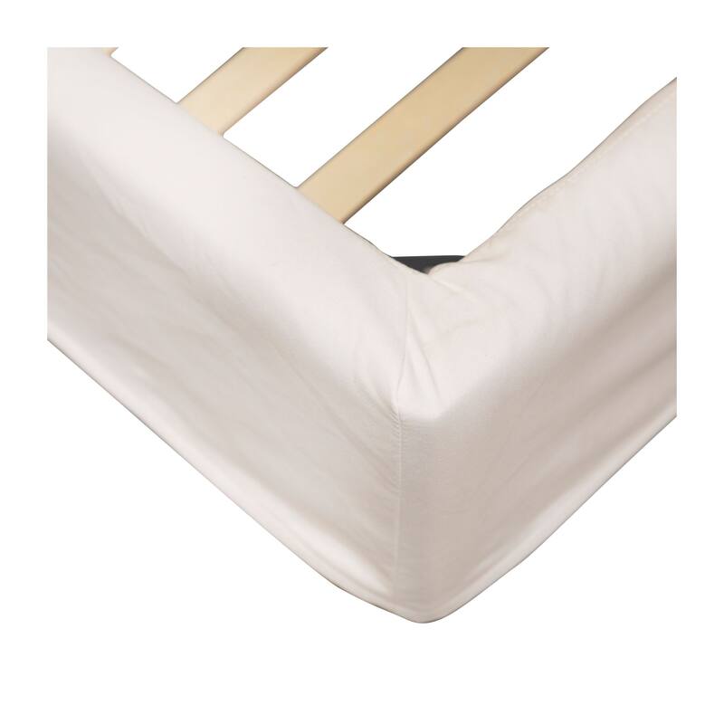 Collette Natural White Cotton Slip Cover Style Platform Panel Bed