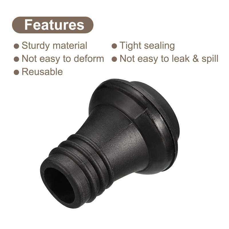 19mm Dia Rubber Reusable Vacuum Wine Bottle Stoppers Sealing Plugs - Black