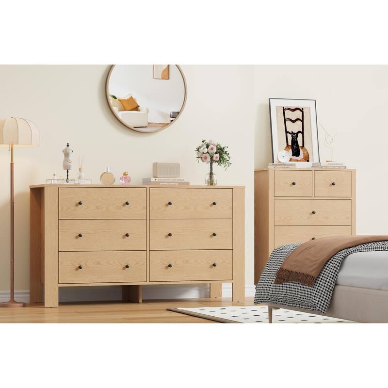6 Drawer Dresser for Bedroom, Modern Wooden Storage Chest with Drawers