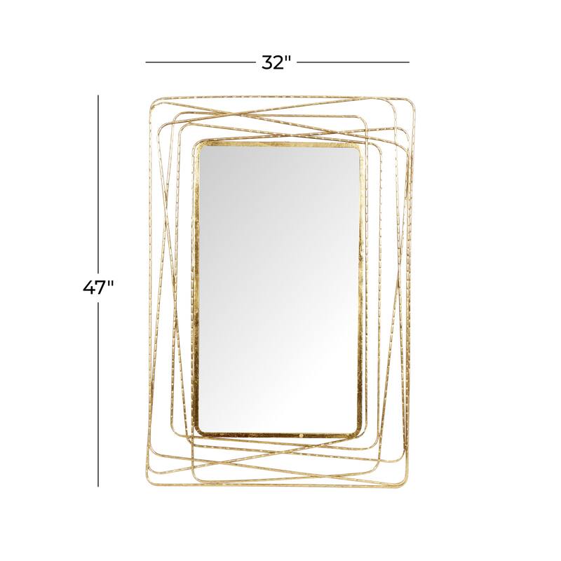 Metal Room Wall Mirror with Thin Metal Rectangle Frame - Gold - Roche River Decor