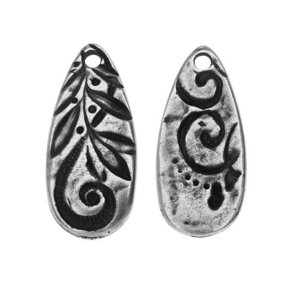 TierraCast Charm, Jardin Teardrop 10x23mm, 1 Piece, Antiqued Pewter. Opens flyout.