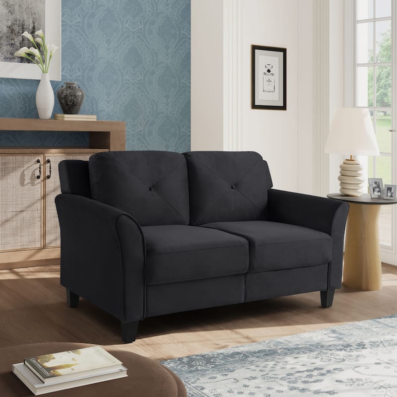 iLounge Harvard Microfiber Loveseat - Black