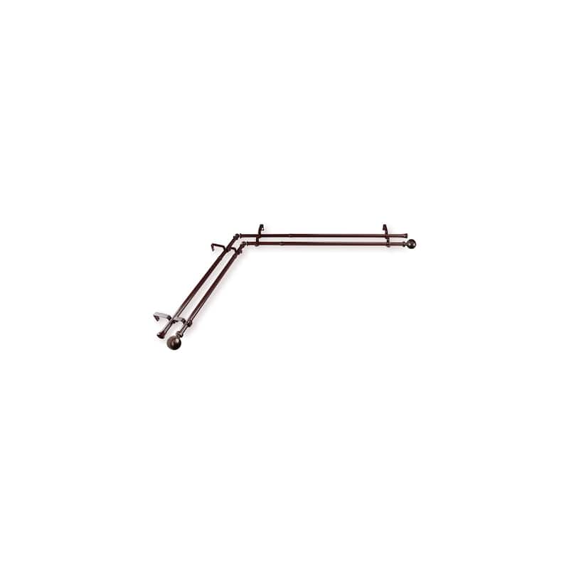 Corner Window Curtain Rod Double, Adjustable 66-120 Inch, Cocoa Finish, Decorative Curtain Rod - M