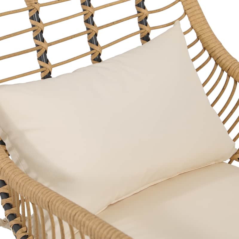 3-Piece Cushioned Bistro Set Patio Wicker Chair and Side Table