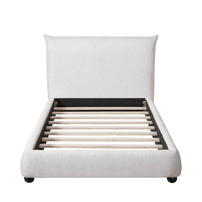 Christopher Knight Home - Naomi Modern Linen Upholstered King Platform Bed with Pillow-Back Headboard