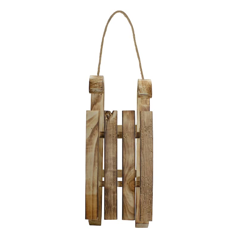 15.5" Rustic Brown Sleigh On Twine Rope Christmas Wall Decor