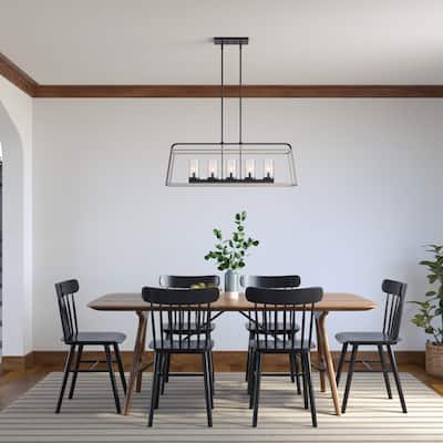 Millennium Lighting Bonnie 5 Light Chandelier Ceiling Fixture in Matte Black Grey Wood