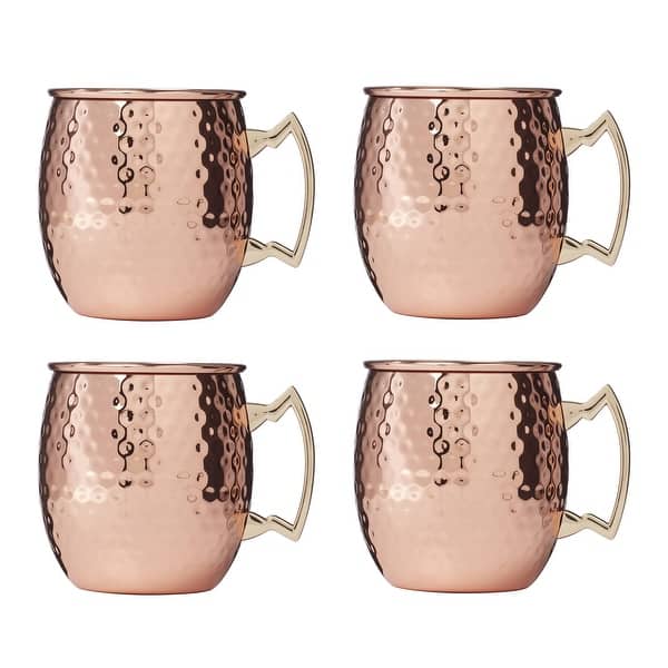 Cambridge 20 Oz Hammered Copper Moscow Mule Mugs, Set Of 4