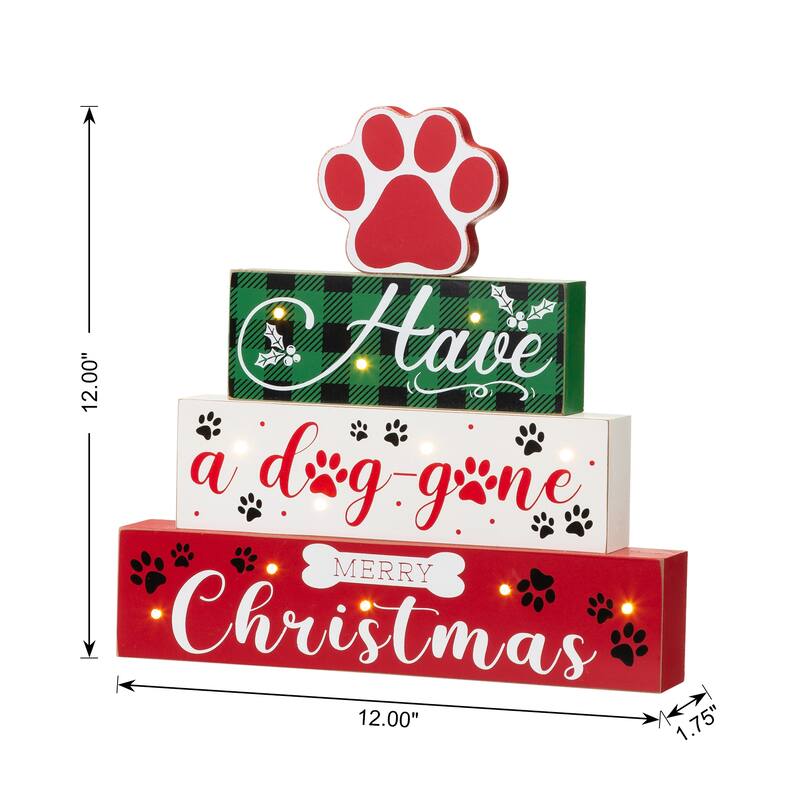 Glitzhome 12"H LED Lighted Wooden Pet Block Word Sign