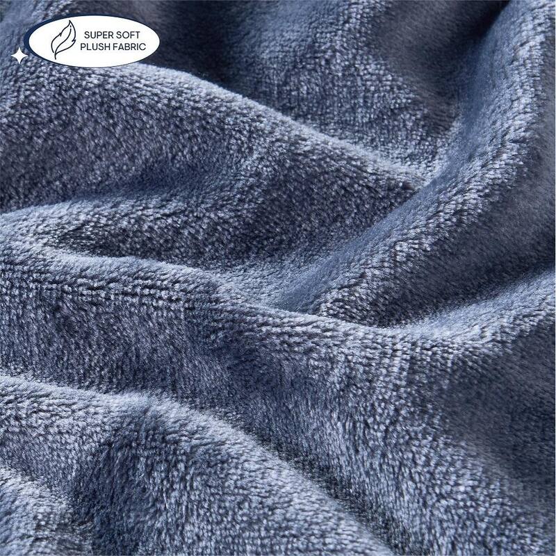 Aeropostale 50"x70" Luxurious Grey Soft Plush Oversized Throw Blanket with Decorative Smiley Face Patch