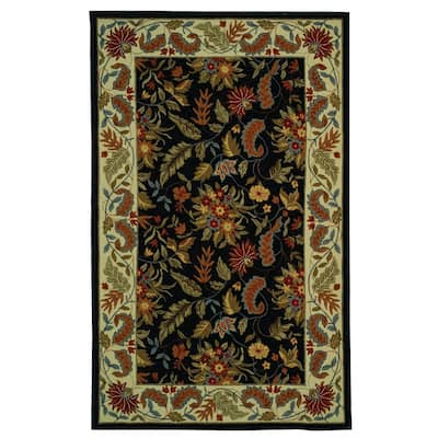 Antique Area Rug - Hand-Hooked Wool Floral Rug - Vintage Home Decor - Country Style Rug - 99 x 63