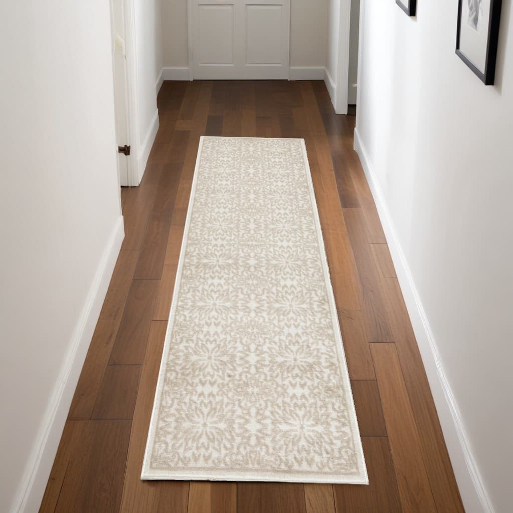Bemoq Power Loomed Abstract Floral Traditional Stain Resistant Area Rug By HomeRoots - 87' X '27' X '0.5