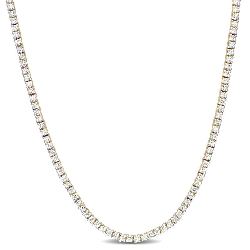 Miadora 2 1/5ct TDW Diamond Tennis Choker Necklace in 14k Yellow Gold, 15 inch