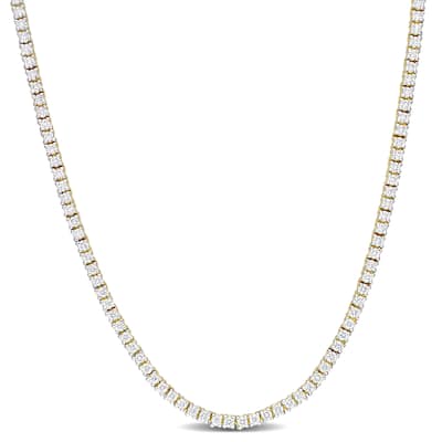 Miadora 2 1/5ct TDW Diamond Tennis Choker Necklace in 14k Yellow Gold, 15 inch