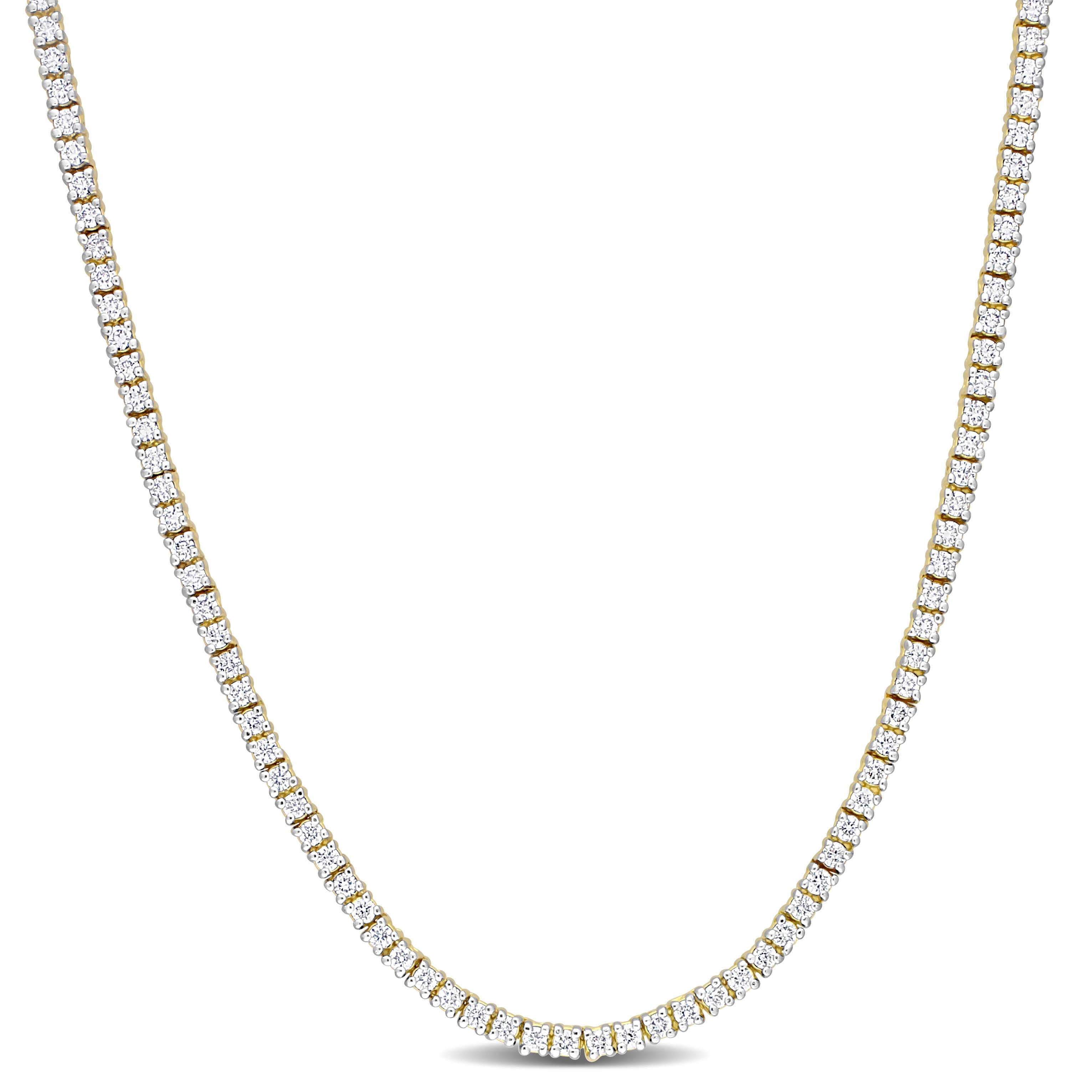 Miadora 2 1/5ct TDW Diamond Tennis Choker Necklace in 14k Yellow Gold, 15 inch