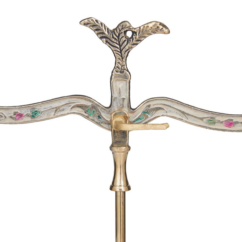 Gold Metal Small Vintage Style Decorative Scales with Red and Green Floral Accents