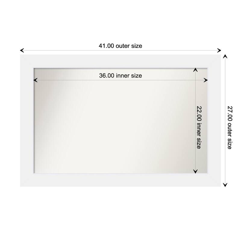 Corvino White Framed Non-Beveled Custom Wall Mirror, Bathroom Vanity Mirror - Outer Size: 41 x 27