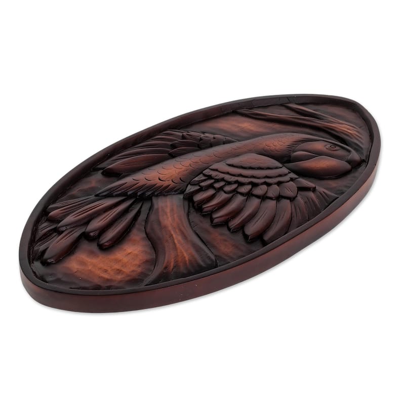 Novica Handmade Noble Macaw Wood Relief Panel
