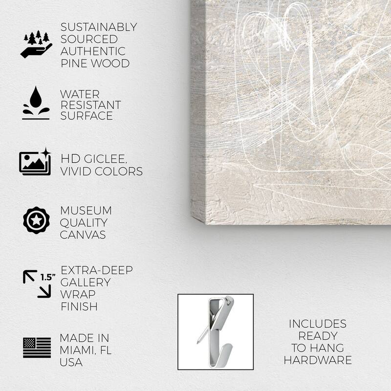 Wynwood Studio Canvas Abstract Scriptica White and Light Gray Modern & Contemporary Wall Art Canvas Print