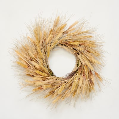 28" Artificial Wheat & Grass Wreath on Natural Twig Base