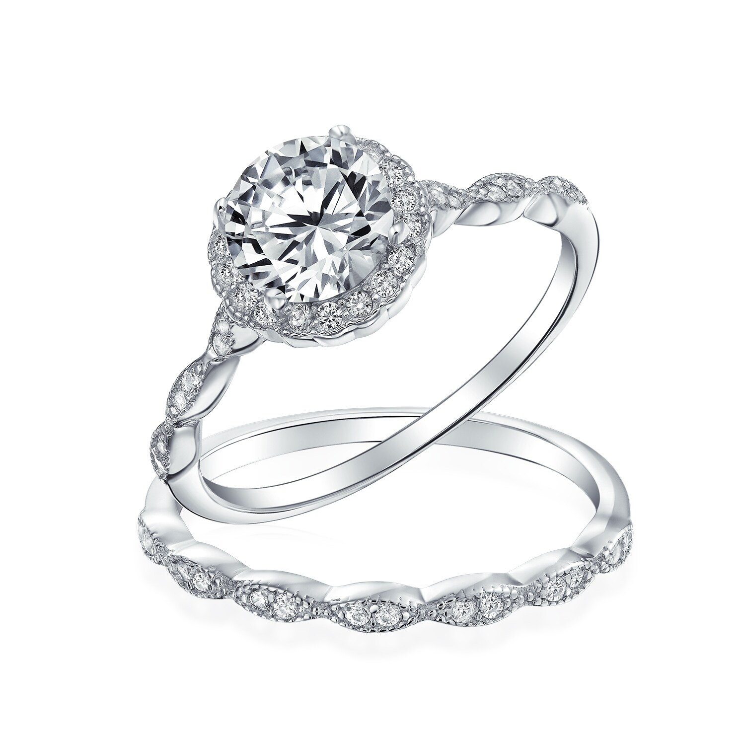 Shop 2ct Cubic Zirconia Round Solitaire Halo Thin Twist Marquise