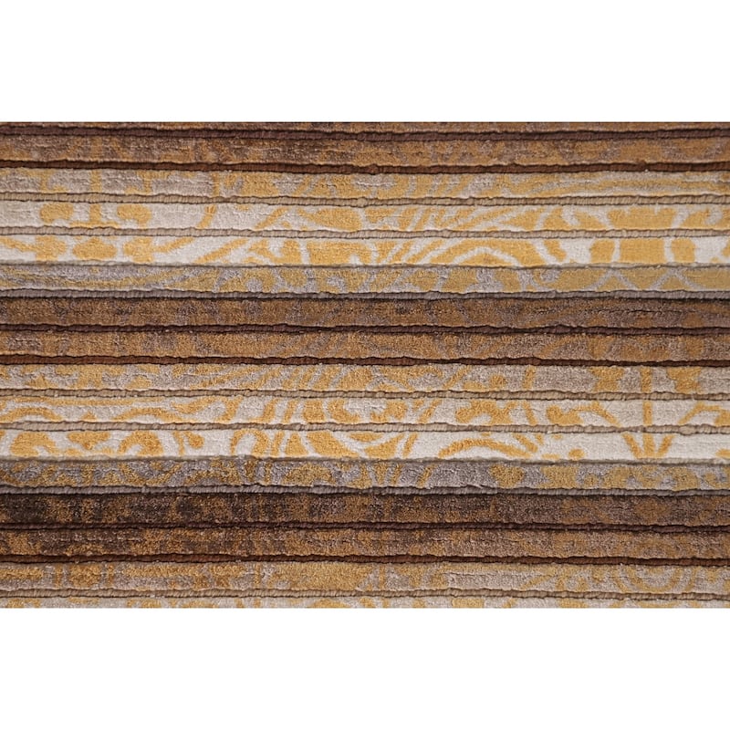Yellow Modern Abstract Accent Rug Handmade Wool Carpet - 2'8"x 4'11"