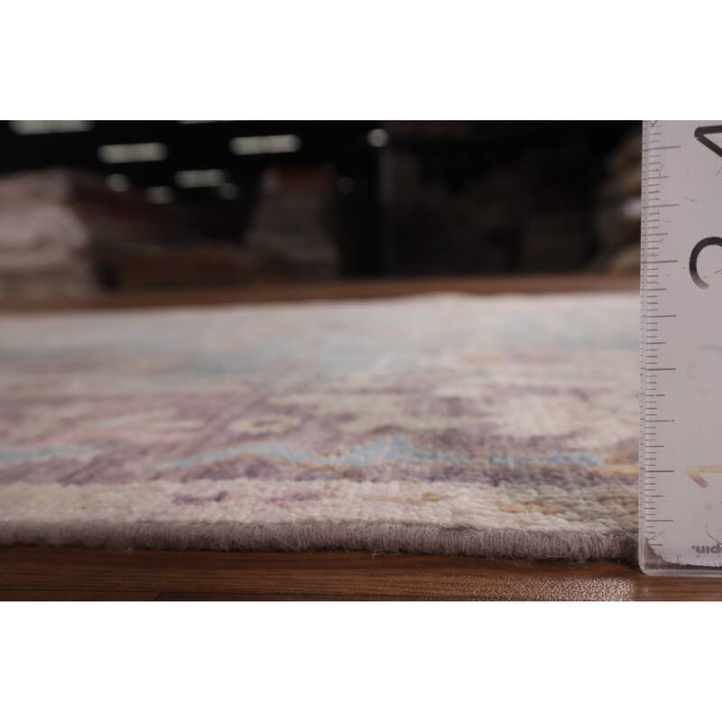 Light Blue Oushak Vegetable Dye Area Rug Hand-Knotted Wool Carpet - 4'1"x 5'9"