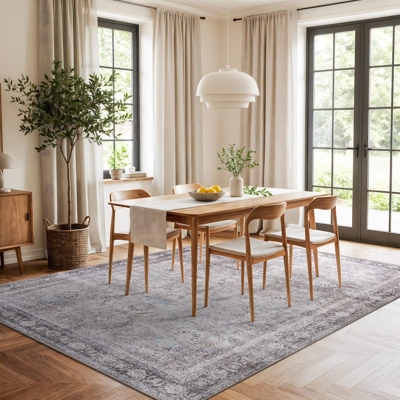 World Rug Gallery Vintage Inspired Machine Washable Non Slip Area Rug