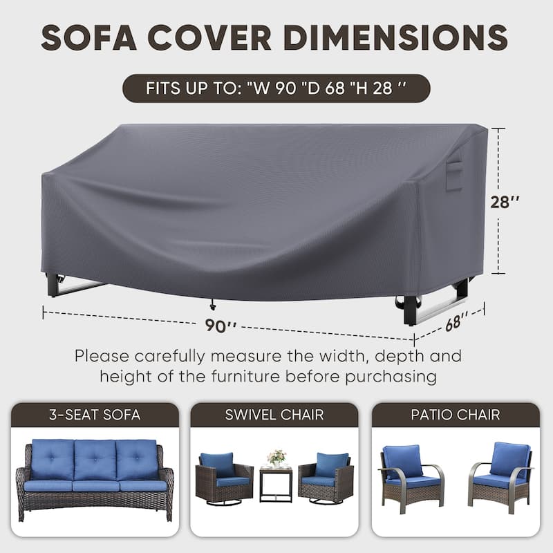 Heavy Duty Patio Sofa Cover, Waterproof 3-Seater Outdoor Sofa Cover
