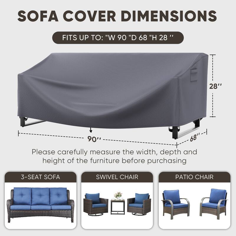 Pocassy Outdoor Sofa Chair Cover Heavy-Duty Waterproof Anti-UV Furniture Protector