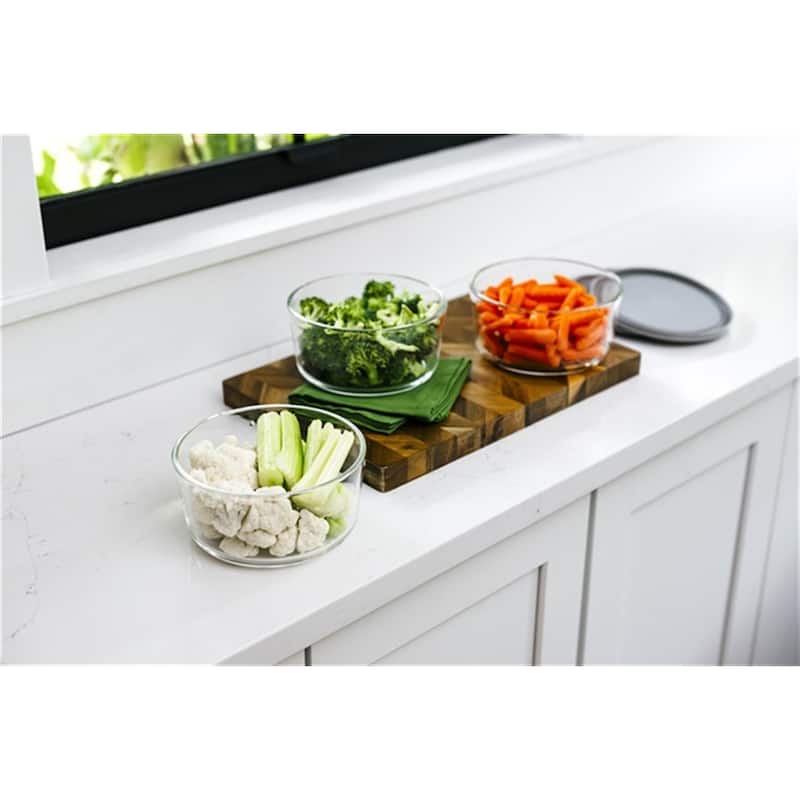 Glass Food Storage Containers Set - Round, 4-Cup (32oz) BPA-Free, Microwave & Oven Safe, Airtight Lids