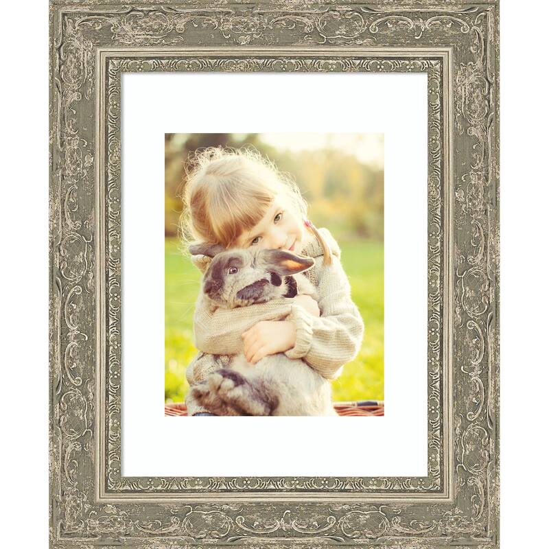 Filigree Picture Frame, Photo Frame - 11x14 Matted to 8x10 - Filigree Silver