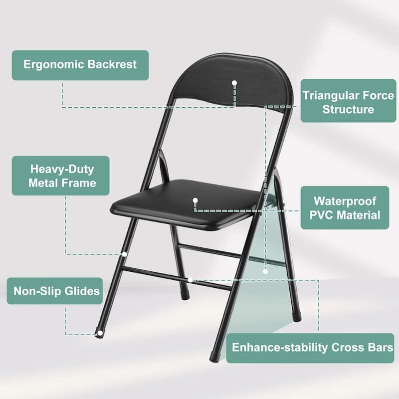 Faux Leather Padded Stackable Folding Chair Folding Chair Set