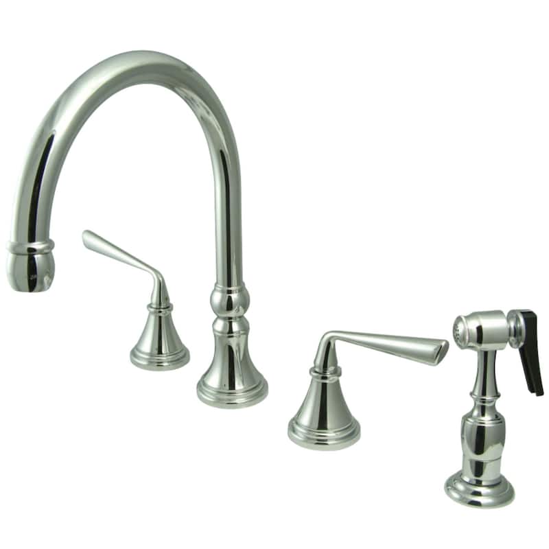 Kingston Brass Silver Sage Widespread Kitchen Faucet with Metal Lever