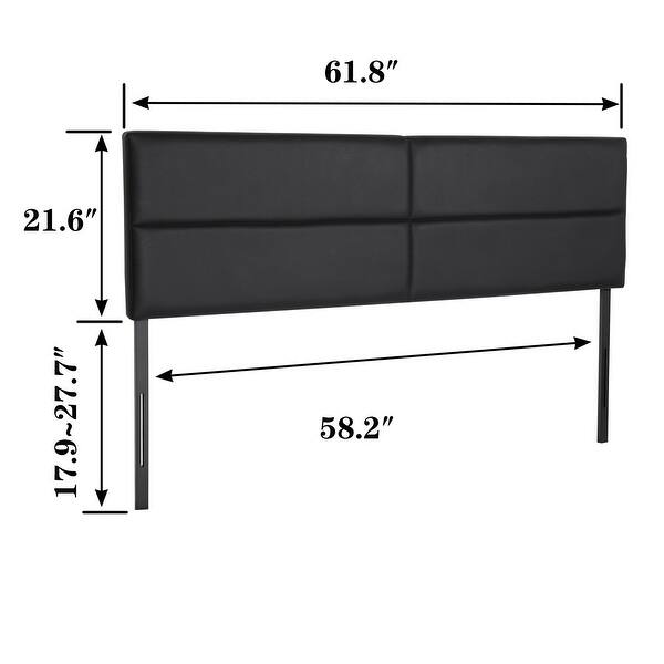 Height Adjustable Faux Leather Upholstered Headboard, Twin /Full/Queen