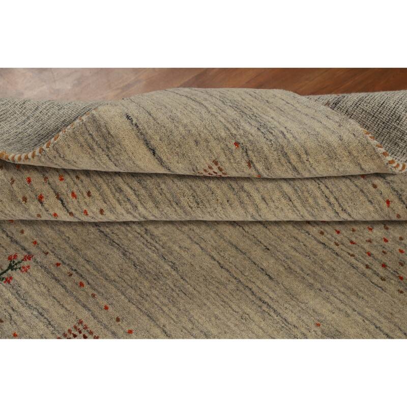 Hand Knotted Oriental 100% Wool Carpet Tribal Tribal Beige & Ivories Gabbeh Area Rug - 7' 10'' X 5' 1''