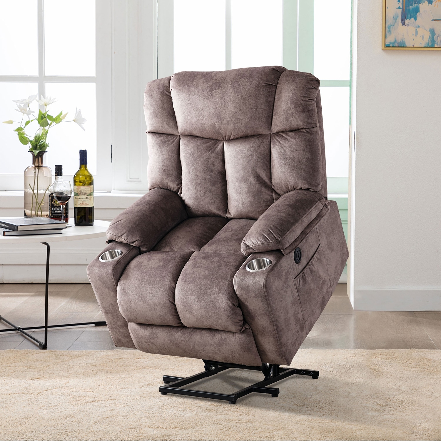 Electric Power Lift Recliner Chair Fabric Reclining Living Room