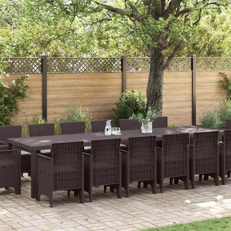 vidaXL Garden Dining Set 15 pcs Poly rattan - 39 x 138 x 29 - Brown/ Light gray set 2