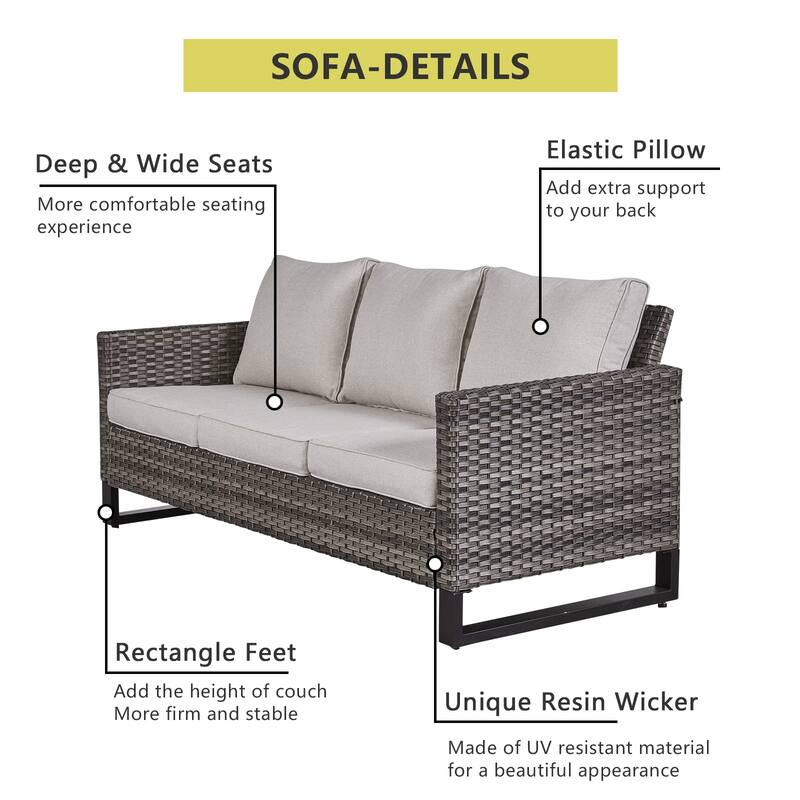 6 Piece Outdoor Sofa with Chair with Ottoman Set
