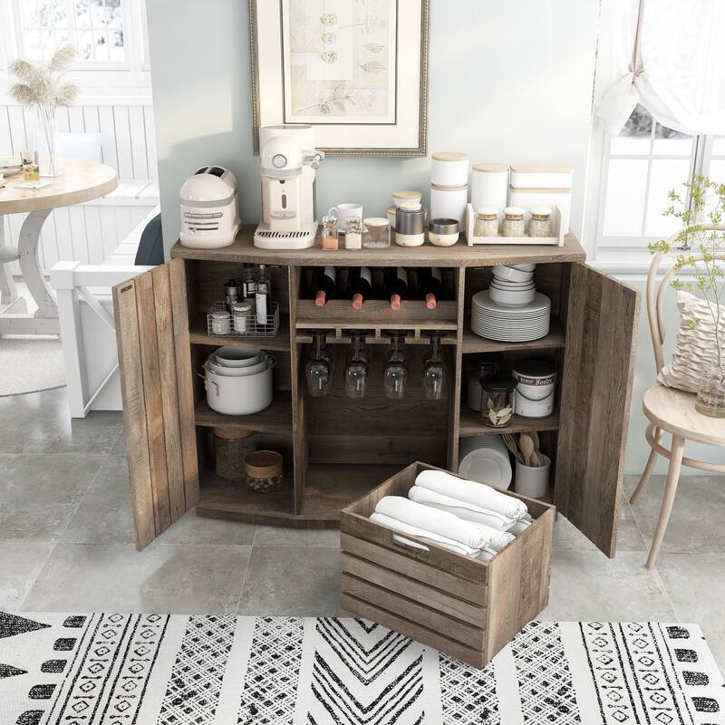 Furniture of America Lath Rustic 6-shelf Server