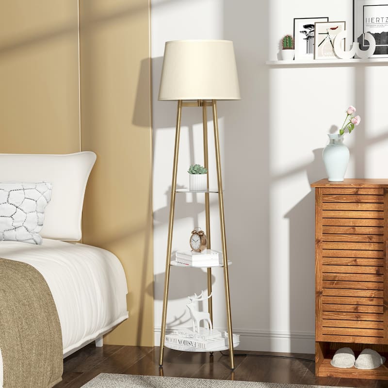 LED Column Floor Lamp Standing Organizer Storage Shelf Table Lamp - 14x62.4 inch