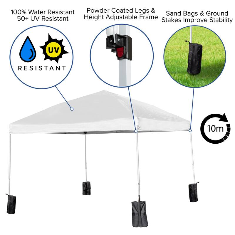 10' x 10' Pop Up Canopy, Folding Table and 4 Folding Chairs Bundle