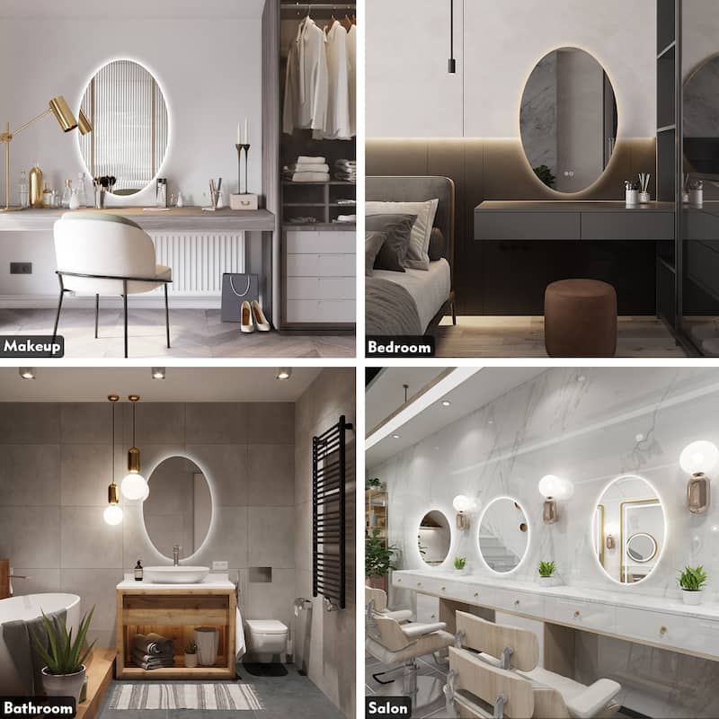 Oval Super Bright LED Lighted Anti-fog Wall Bathroom Vanity Mirror, ETL Certified, 3-Year Warranty