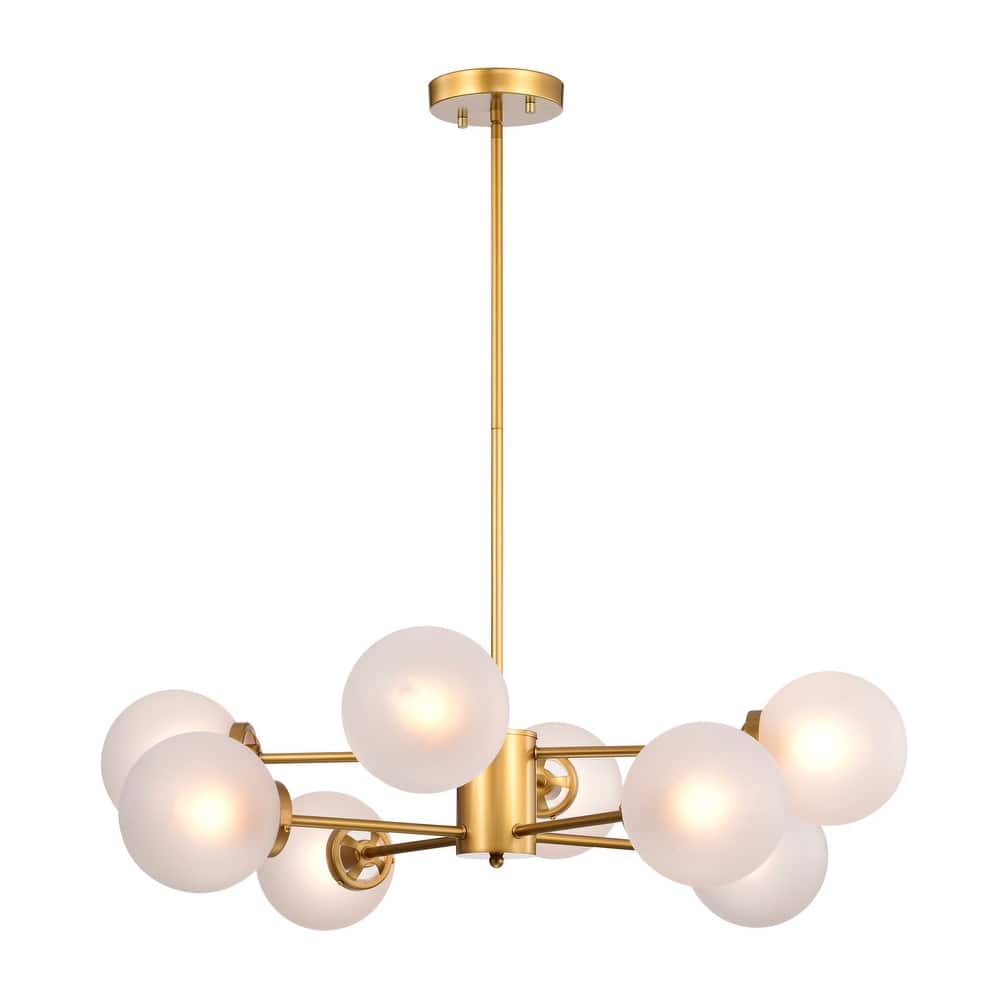Silversmile 32 Inch Sputnik Brass Polished Finish Ceiling Lighted Chandelier Modern Style 8-Light